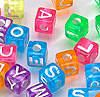 Transparent Square Alphabet Beads - Assorted - Letter Beads
