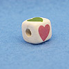 Alphabet Beads - HEART - Ceramic - Cube - White / Colored Hearts - Ceramic Alpha Beads - HEART
