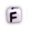 Alphabet Beads - F - Ceramic - Cube - White / Black Lettering - Ceramic Alpha Beads - F - Ceramic Alpabet Beads - Ceramic Letter Beads - Ceramic Alphabet Letter Beads
