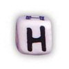 Alphabet Beads - H - Ceramic - Cube - White / Black Lettering - Ceramic Alpha Beads - H - Ceramic Alpabet Beads - Ceramic Letter Beads - Ceramic Alphabet Letter Beads