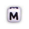 Alphabet Beads - M - Ceramic - Cube - White / Black Lettering - Ceramic Alpha Beads - M - Ceramic Alpabet Beads - Ceramic Letter Beads - Ceramic Alphabet Letter Beads