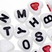 Heart Shaped Letter Beads - White w/Black Letters - Letter Beads - Alphabet Beads