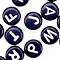Round Letter Beads - Black With White Letters - Letter Beads - Alphabet Beads - 