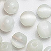 Round Glass Cat Eye Beads - White - Glass Beads - Tiger Eye Beads