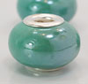 Metal Lined Large Hole Beads - Turquoise - Pearl Beads - Round Beads - Round Pearls - Silver Pearls -