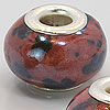 Metal Lined Large Hole Beads - Red / Black - Pearl Beads - Round Beads - Round Pearls - Silver Pearls -