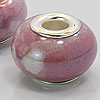 Metal Lined Large Hole Beads - Variegated Plum - Pearl Beads - Round Beads - Round Pearls - Silver Pearls -