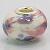 Metal Lined Large Hole Beads - White / Plum / Mauve Variegated - Pearl Beads - Round Beads - Round Pearls - Silver Pearls -