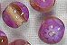 Pink Glass Beads - Round Beads - Round Glass Flower Beads - Flower Beads