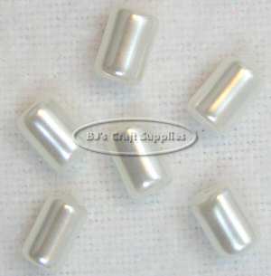 White Pearl Colored Glass Tube Beads