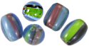 Glass Striped Beads - Striped Blue Glass Beads - Blue Striped Glass Beads