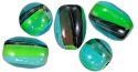 Striped Turquoise Glass Beads - Glass Striped Beads - Turquoise Striped Glass Beads