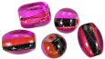 Striped Glass Beads - Striped Violet Glass Beads - Glass Striped Beads