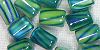 Blue/Green Glass Tube Beads