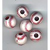 Team Sport Beads - Acrylic - Baseball - Red and White - -