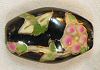 Black Painted Porcelain Beads - Flower Beads