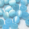 Glass Cat Eye Beads - Round Fiber Optic Beads - Turquoise - Glass Beads - Cats Eye Glass Beads