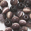 Glass Cat Eye Beads - Round Fiber Optic Beads - Dk Plum - Glass Beads - Cats Eye Glass Beads