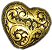 Gold Colored Filigree Pattern Metal Puffed Heart Beads