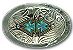 Chrome Colored Oval Belt Buckle with Turquoise Cabochons - Belt Buckles - Western Belt Buckle