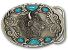 Stamped Buffalo Pewter Colored Western Belt Buckles with Turquoise Enamel