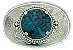 Lt Silver Ornate Oval Belt Buckle with Turquoise Insert