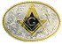 Lt Silver Oval with Gold Masonic Emblem and Edging Belt Buckle