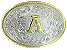 Lt Silver Ornate Oval with Gold "A" Belt Buckle