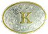 Lt Silver Ornate Oval with Gold "K" Belt Buckle