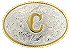 Lt Silver Ornate Oval with Gold "C" Belt Buckle
