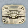 Lt Silver Rectangle Belt Buckle with Southwestern Design Imprint