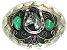 Sterling Silver Oval Belt Buckle with Horse and Horseshoe