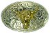 Silver Oval Belt Buckle with Gold Steer Head - Silver - Belt Buckle -
