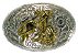 Sterling Silver Oval Belt Buckle with Horse and Horseshoe