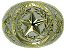 Oval State of Texas Emblem Gold & White Belt Buckle