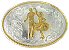 Lt Silver Oval with Gold Square Dancers Belt Buckle