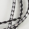 Bolo Tie Cord - Braided Bolo Cords - Metallic Silver & Black - Bolo Tie Cord - Leather Cord - Braided Leather Cord - Bolo Tie Supplies