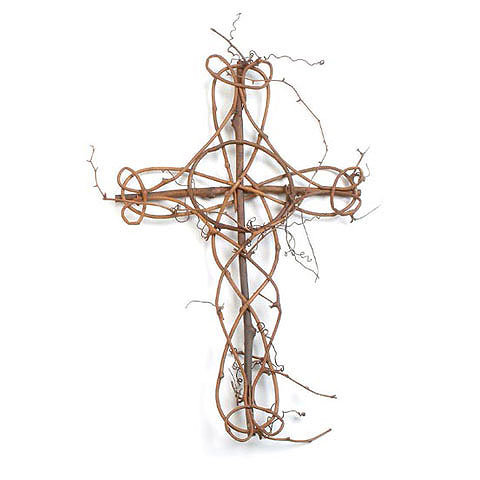 christian cross with tree and grape vine