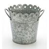 Scallop Design Pail - Gray Zinc - Metal Bucket - 