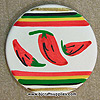 Painted Chili Peppers Ceramic Medallion Refrigerator Magnet - Craft Magnets