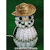 Lighted Beaded Safety Pin Snowman Cowboy Straw Cowboy Hat - - - Lighted Christmas Decorations