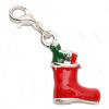 Lobster Clasp Charm - Christmas Stocking - Silver - Jewelry Charm - 