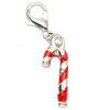 Lobster Clasp Charm - Candy Cane - Silver - Jewelry Charm - 