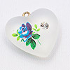 Frosted Glass Heart with Flower - BLUE - Jewelry Findings