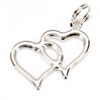 Double Heart Outline Charm - Silver - Heart Charm - Double Heart Charm - 