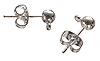 Ball with Loop and Butterfly - Bright Silver - Stud Earrings