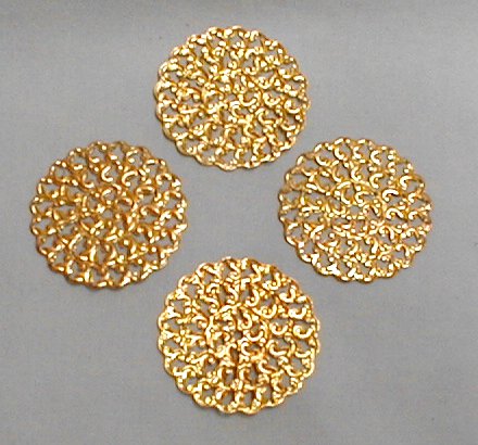 Round Brass Filigree Findings for Jewelry Making Golden Decorations bf088 10pcs 