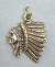Indian Chief Western Bracelet Charm - STERLING SILVER -  - Western Bracelet Charms