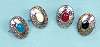Oval Nail Head with White Stone - SILVER - Oval Shaped Nail Heads with stone -