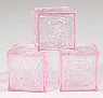 Plastic Baby Blocks with Lid - Tr Pink - Plastic Baby Blocks - Baby Shower Decoration - Baby Shower Table Decorations - 